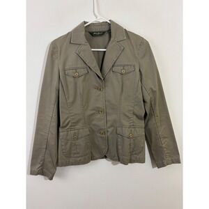 Eddie Bauer Safari Jacket Women's 4 Khaki Cotton Utility Blazer